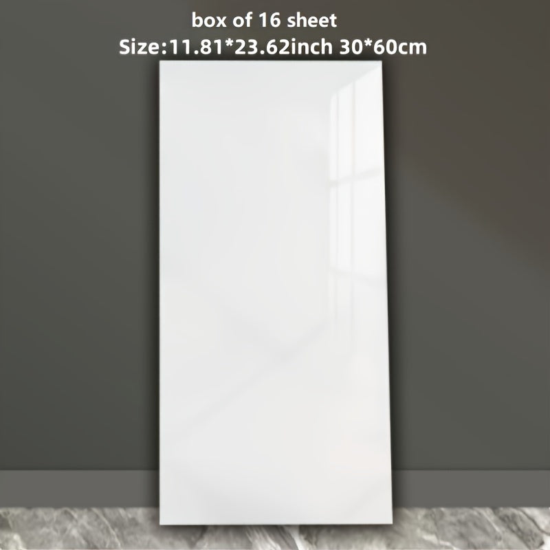 16-Pack Contemporary Marble Pattern Vinyl Wall Stickers, Glossy Self-Adhesive Detachable Tile Decals, Waterproof and Oil-Proof for Living Room, Bedroom, Kitchen, Bathroom and Lounge Decor