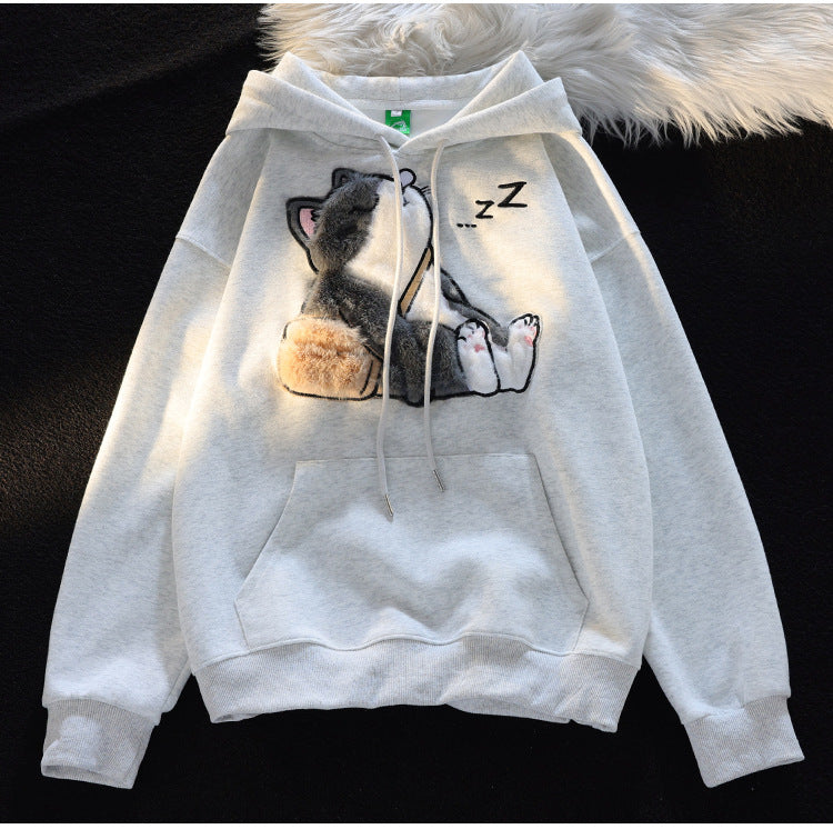 Cozy Flocked Ragdoll Couple's Hooded Sweater Jacket