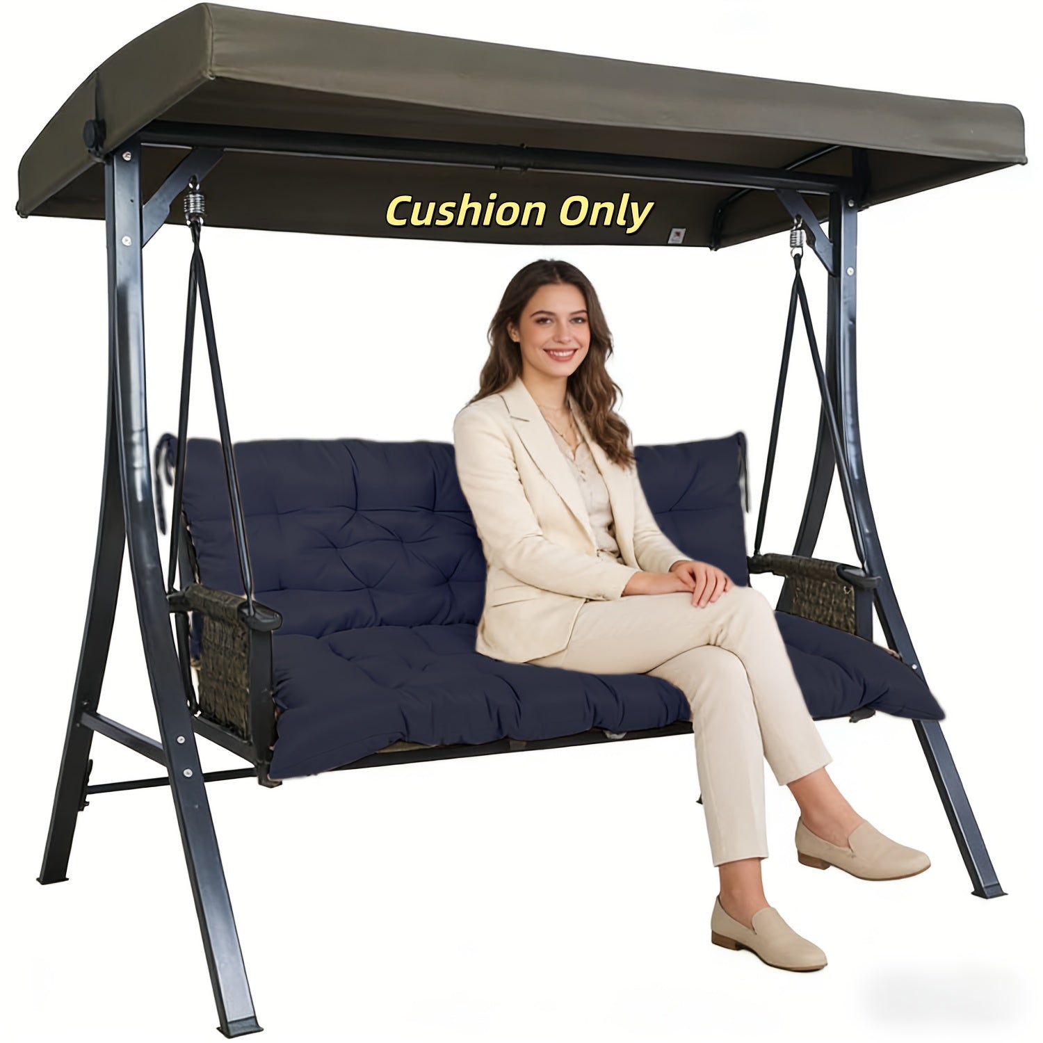 Replacement Cushions for 2-3 Seater Swings, Thick 4" Outdoor Porch Cushions, Waterproof Bench Cushions with Back Support for Garden Furniture