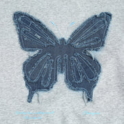 Chic Denim Butterfly Patch Loose Streetwear Sweater