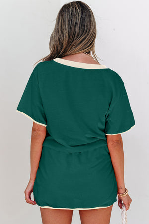 Evergreen 2-teiliges Set mit T-Shirt und Skort mit Farbblock-Kante und überschnittener Schulter
