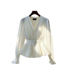 Early Temperament V-neck Long Sleeve Top