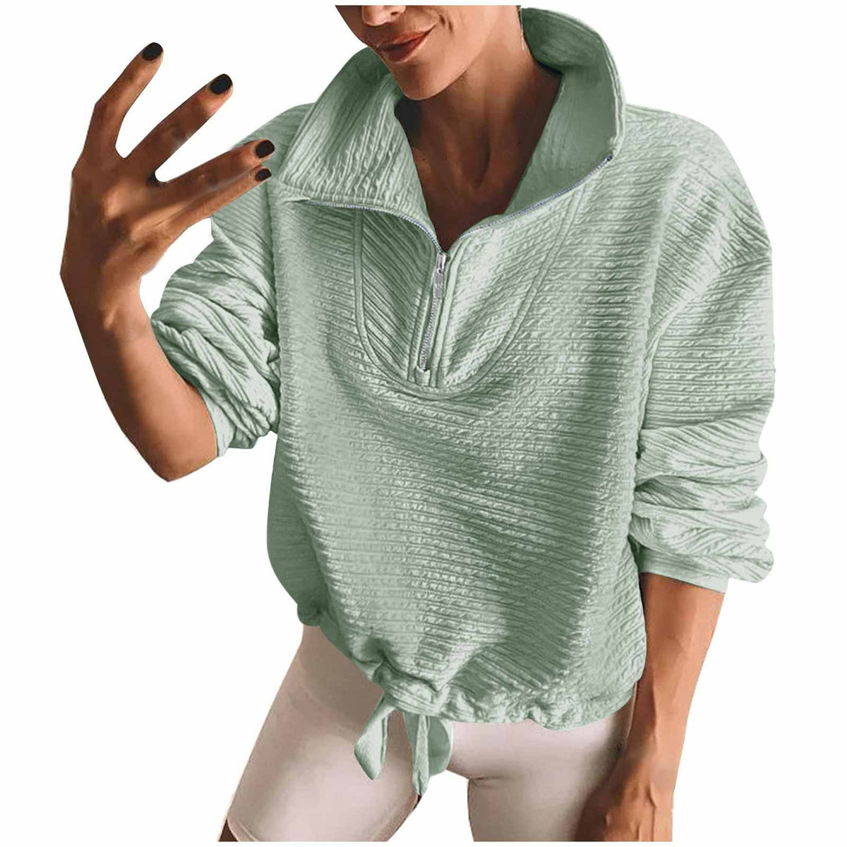 Women's Half-Zip Lapel Sweatshirt & Drawstring Pullover