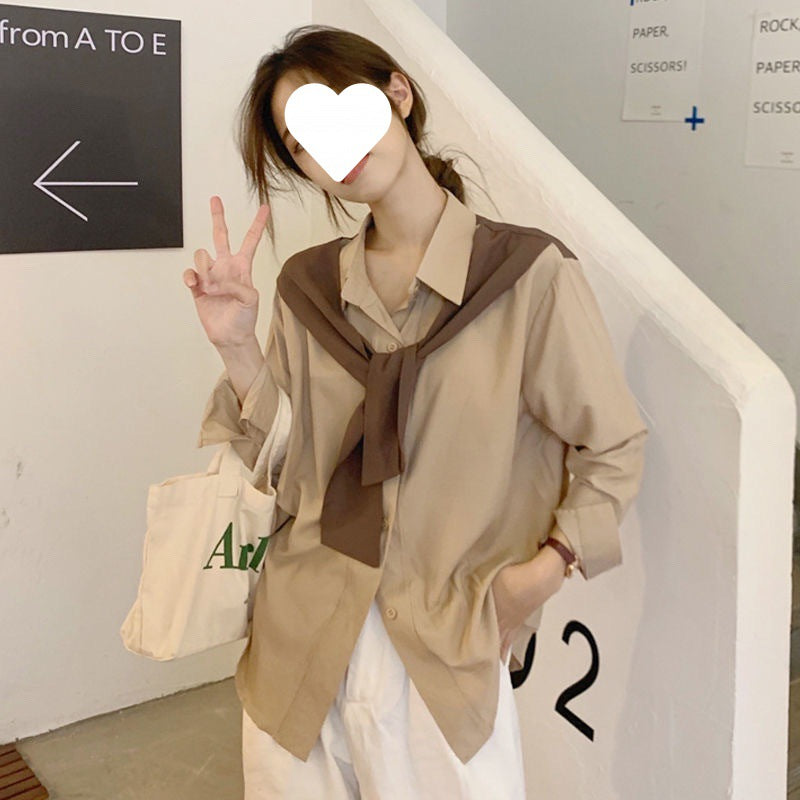 Chic Women's Layered Chiffon Long-Sleeve Shawl Shirt