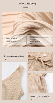 European And American Style Pleated Solid Color Suspender Jumpsuit