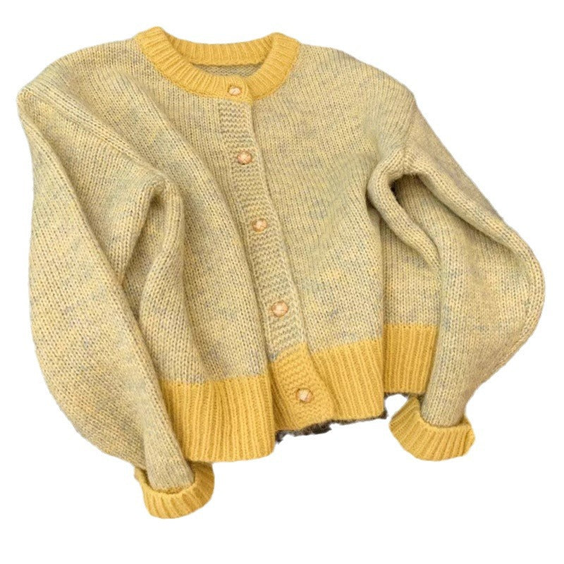 Spring and Autumn Thick Idle Style Small Knitted Cardigan Top