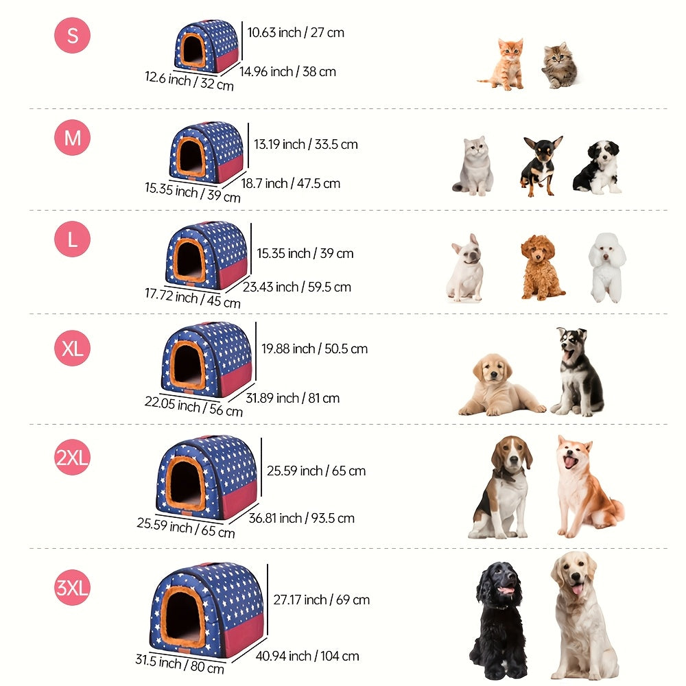 Pet House And Mat 2-in-1, Comfortable All Seasons Dog Bed Indoor Soft Removable Easy Care Large Cave Warm Pet Sleeping Pad Portable Deep Sleeper Tent, Dog Sleeping Space, Cozy Pet Nook, Removable