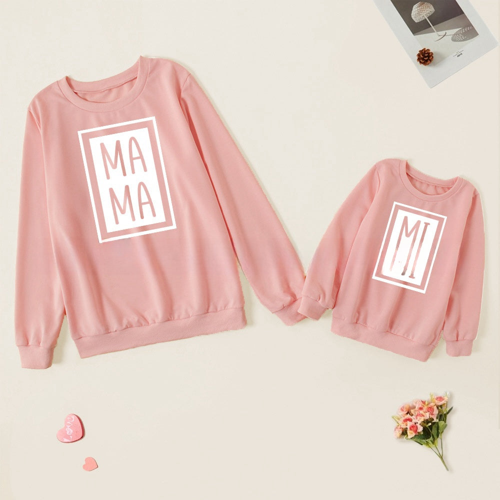 Matching Mother-Daughter Three-Color Fleece Sweatshirt