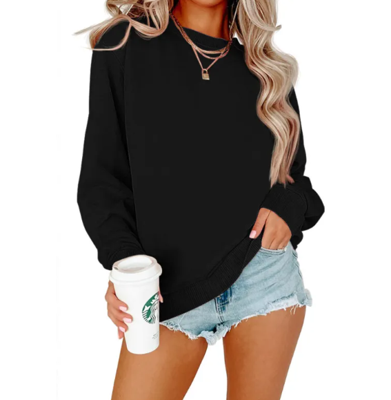 Cozy Solid Color Crew Neck Long Sleeve Hoodie