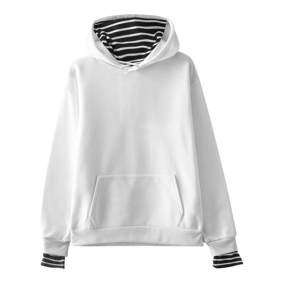 Trendy Korean Fleece Hooded Pullover False Two-Piece Sweatshirt