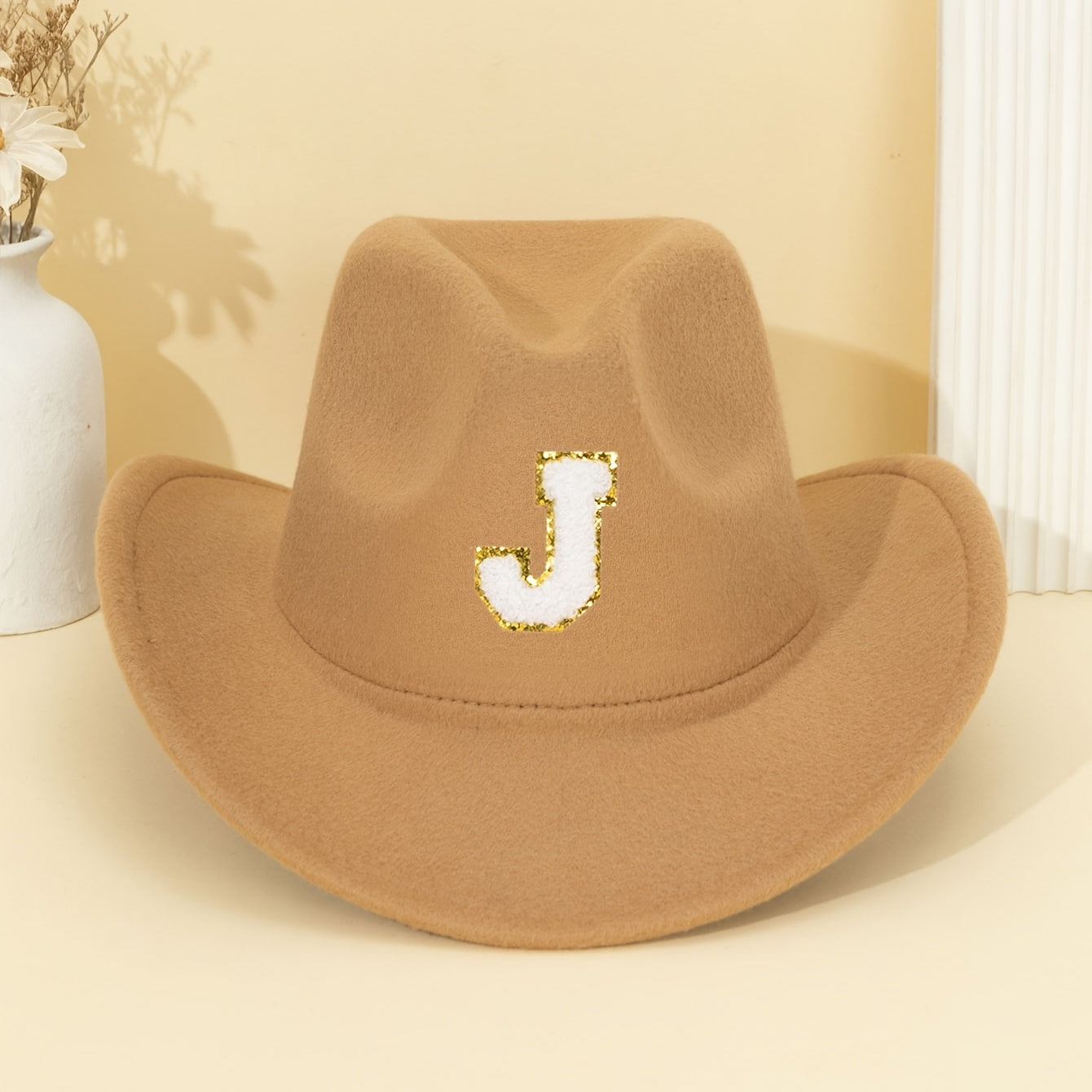 Khaki Alphabet Letter Fedora Hat