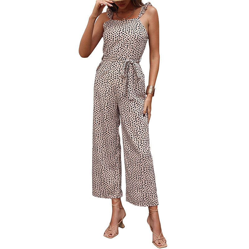 Retro Leopard Print Jumpsuit Women's