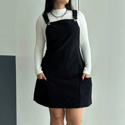 Elegant Solid-color Strap Mini Camisole Dress