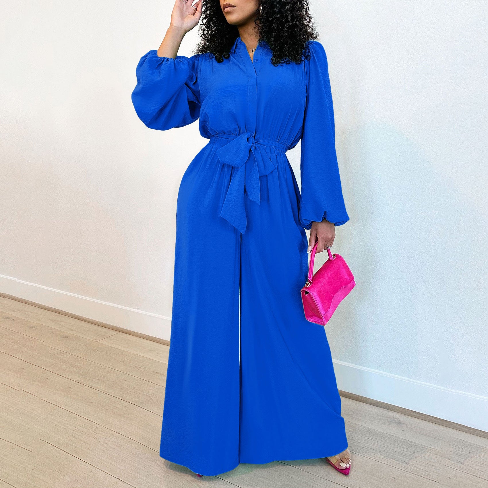 Chic Long Sleeve Plus Size Casual Jumpsuit