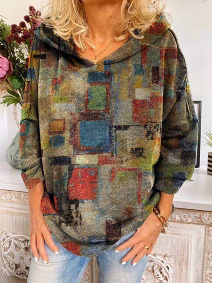 Women's Printed Fleece Hooded Sweatshirt