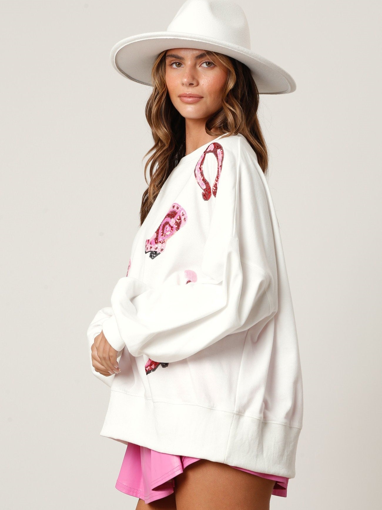 Women's Sequined Color-Block Long-Sleeve Sweater