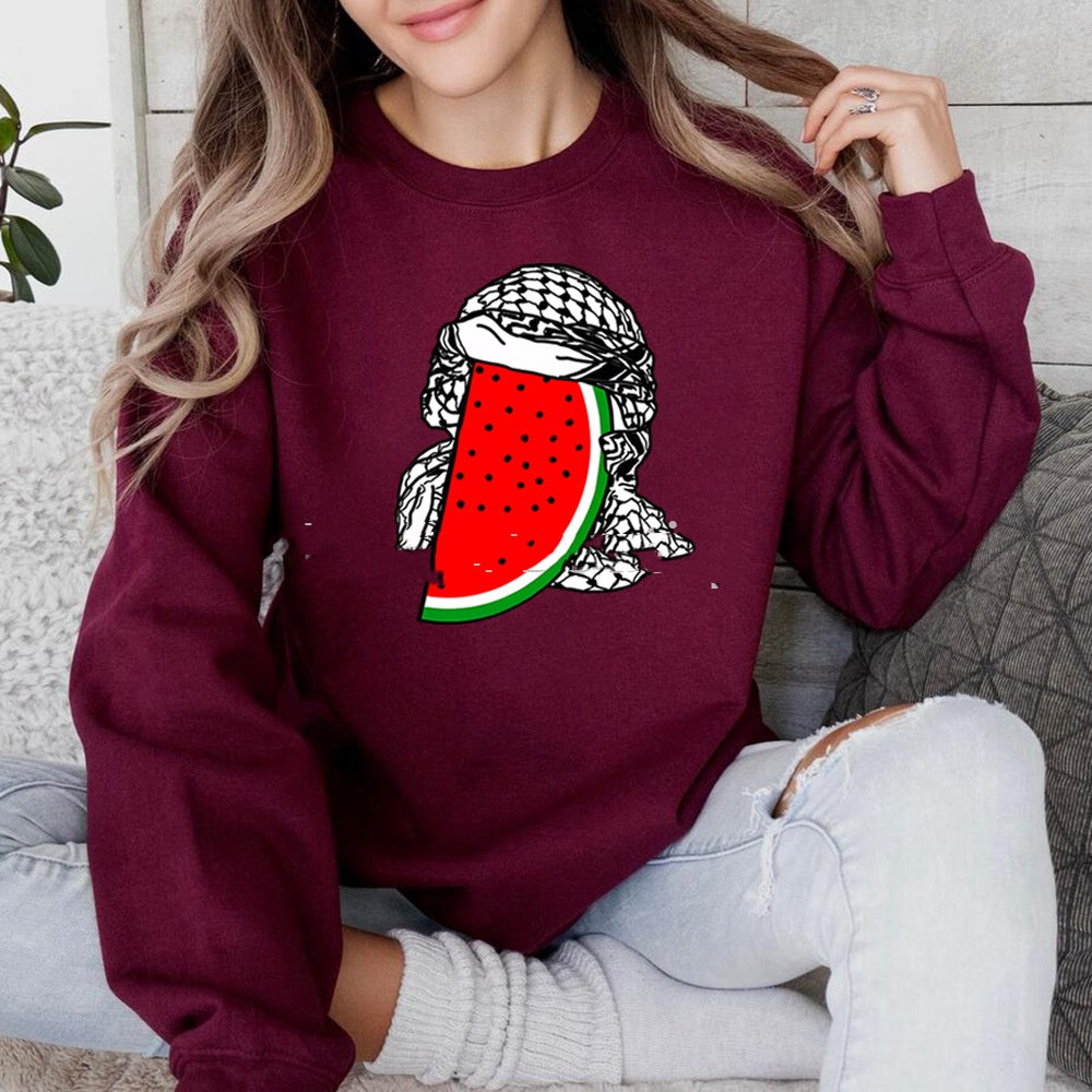 Women's Casual Watermelon Print Long Sleeve Pullover
