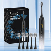 Sonic Electric Toothbrush with Metal Shaft and Rechargeable USB Charging, IPX8 Waterproof, Includes 5 Replacement Brush Heads