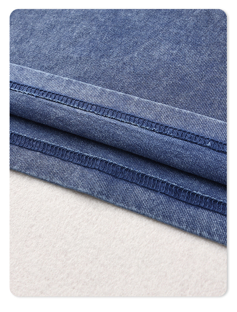 Solid Blank Ribbed Sleeve T Shirt
