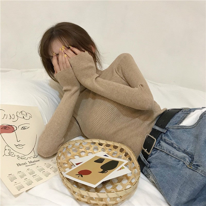 Slim-Fit Mock Neck Long-Sleeve Layering Sweater