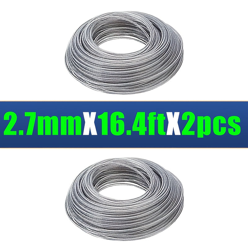 VARIEA-2 packages of-5 meters/196 inches, meter steel wire core nylon trimming lines, with diameters of 2.0/2.4/2.7/3.0/3.5mm, highly efficient and durable lawn mower ropes, lawn mower accessories