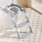 Adjustable Baby Potty Training Seat with Safety Ladder, Grey