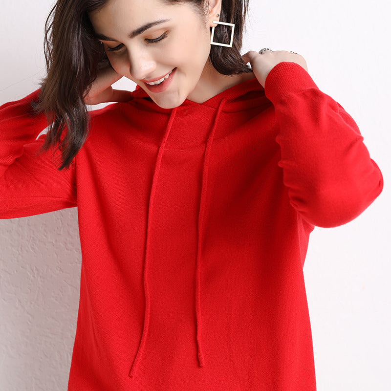 Women's Lightweight Knitted Hooded Sweater