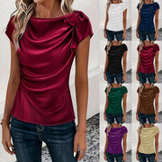 Elegant Off‑Shoulder Satin Faux‑Silk Work Top – Sleeveless, Solid Colors