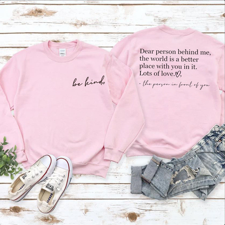Be Kind Inspirational Teacher Loose Cotton Blend Pullover Sweater