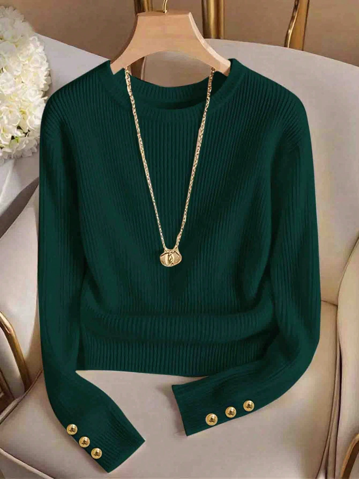 European and American Knitted Long-sleeved