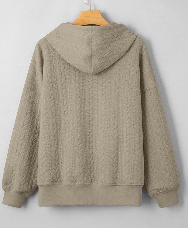 Casual Twist Texture Solid Color Women's Hoodie Sweater