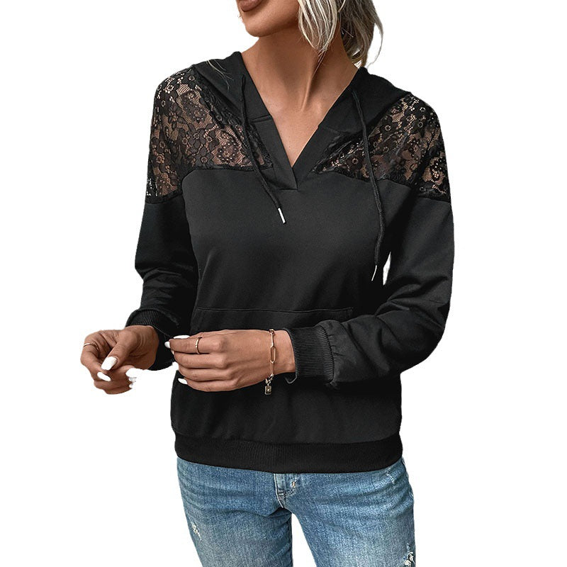 Cozy Black Long Sleeve Women's Hoodie Sweater