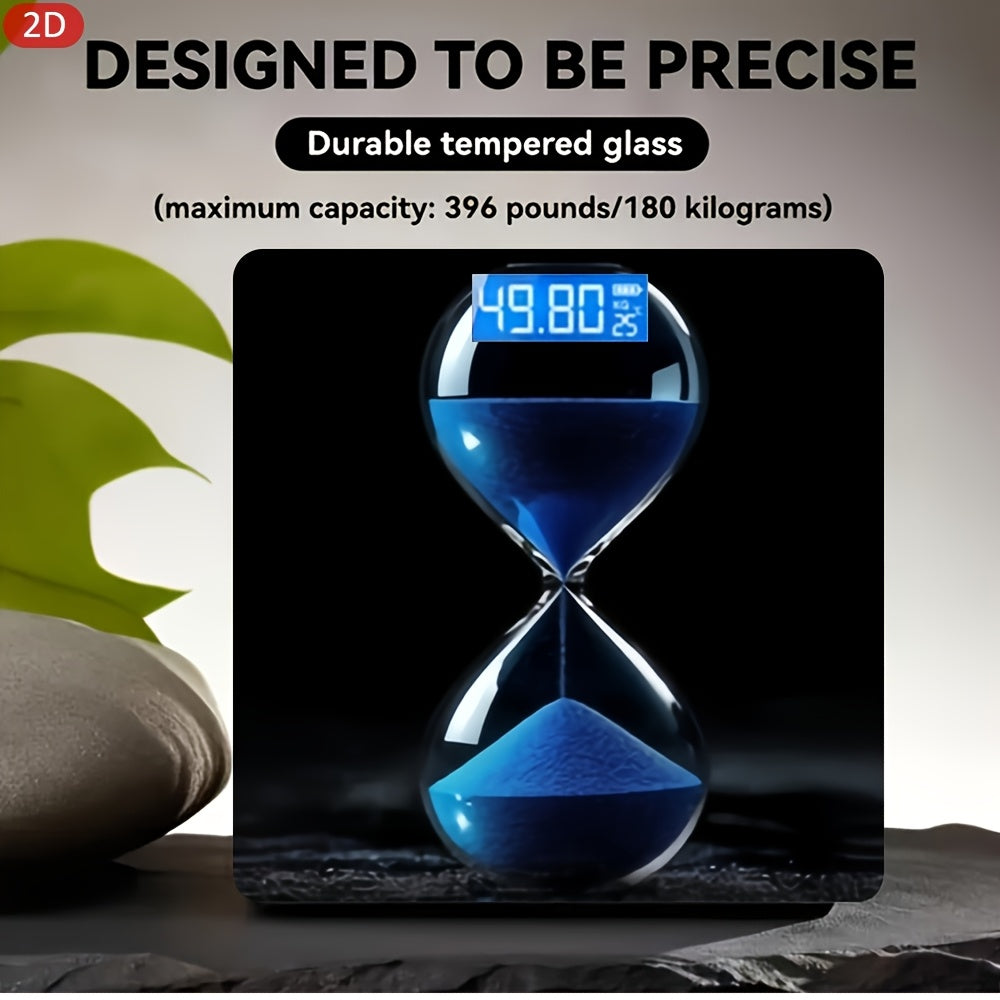 Glass Blue Sand Hourglass with Transparent Black Background – 4.03×4.03 in