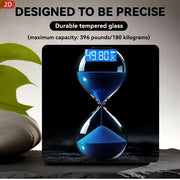 Glass Blue Sand Hourglass with Transparent Black Background – 4.03×4.03 in
