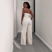 Elegant Strapless Solid-Color Long Jumpsuit for Women