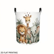 Foldable Safari Animal Print Laundry Basket with Handle – Wear‑Resistant and Easy‑Clean