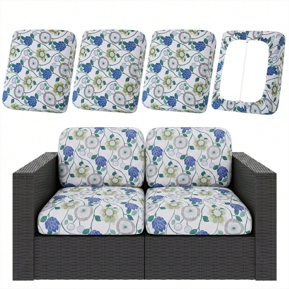 4pcs/ 8pcs/12pcs Patio Cushion Covers, Stretch Outdoor Couch Cushion Covers Replacement, Washable Outdoor Chair/Sofa Slipcovers for Patio Furniture Cushion Protector with Elastic Bottom (Paisley, Cover solely)