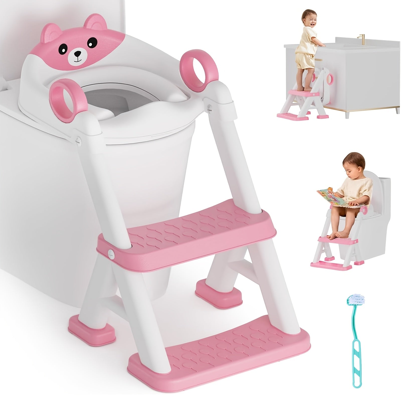Toddler Potty Training Seat with Steps and Splash Guard
