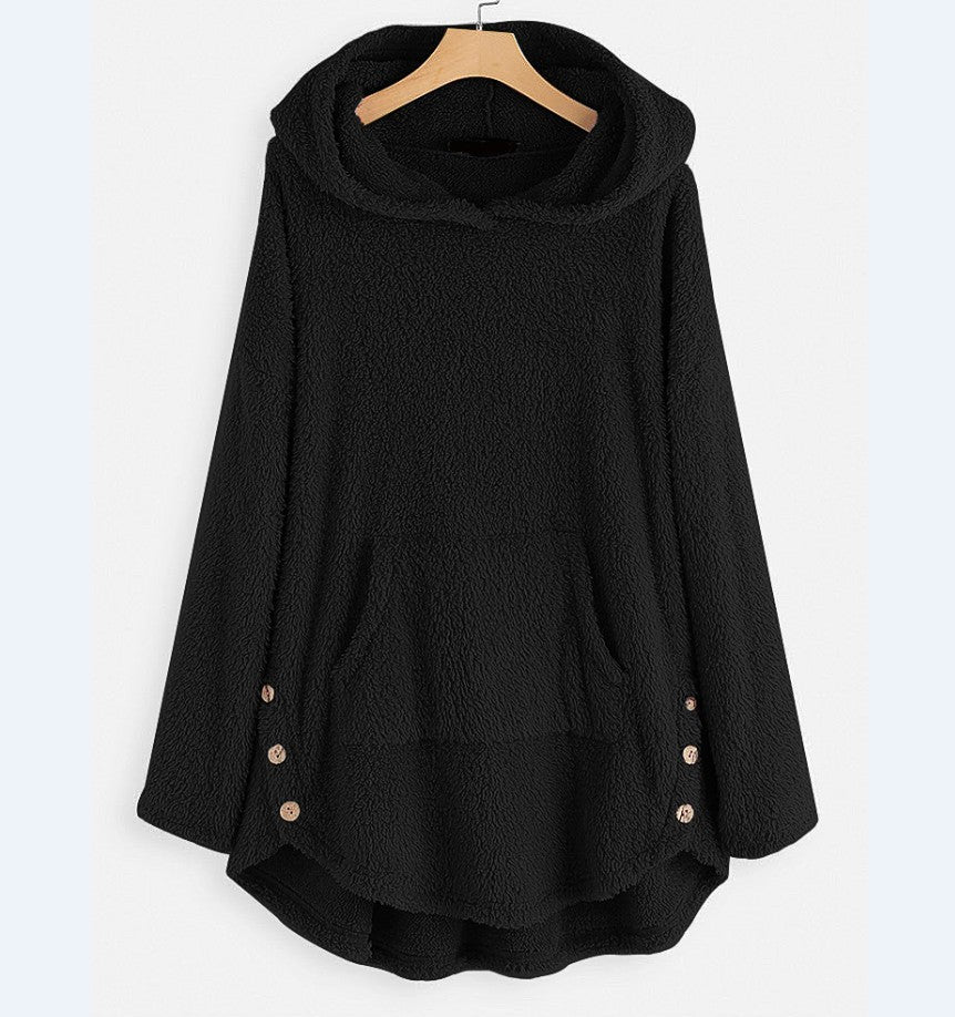 Women's Double-Sided Fleece Hooded Pullover Sweater