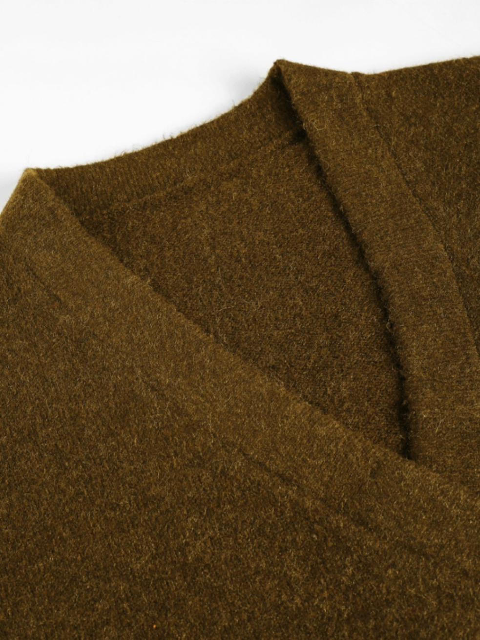 Ladies Irregular Wrap Front Two Buttons Drop Shoulder Knit Coat with Side Pockets