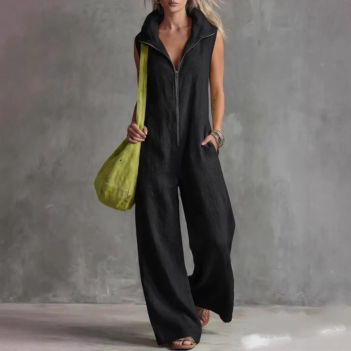 Casual Loose Sleeveless Pocket Jumpsuit
