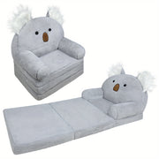 Foldable Kids Sofa with Pillow – Plush Memory‑Foam Lounge Chair, Washable Cover (Cow Print)