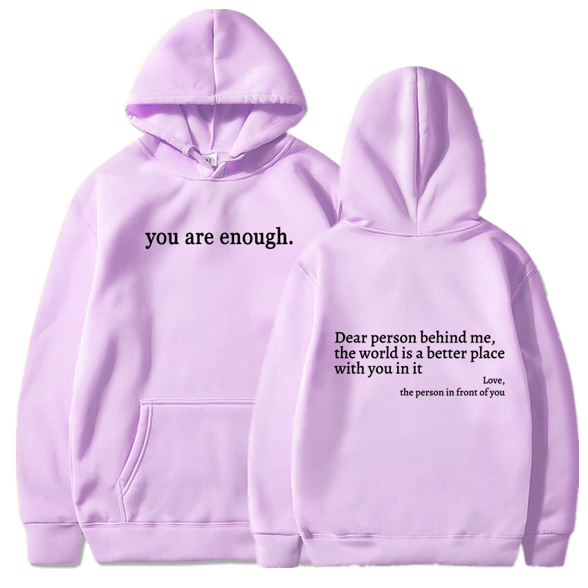 Cozy Fleece-Lined Letter Print Drawstring Hoodie