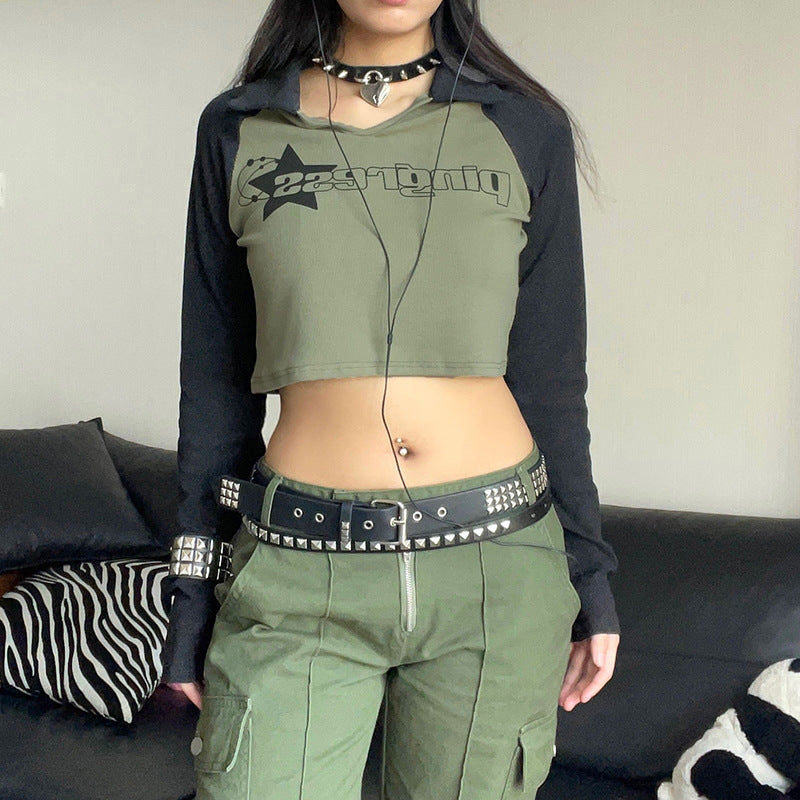 Chic Cropped Raglan Long Sleeve Fitted Tee