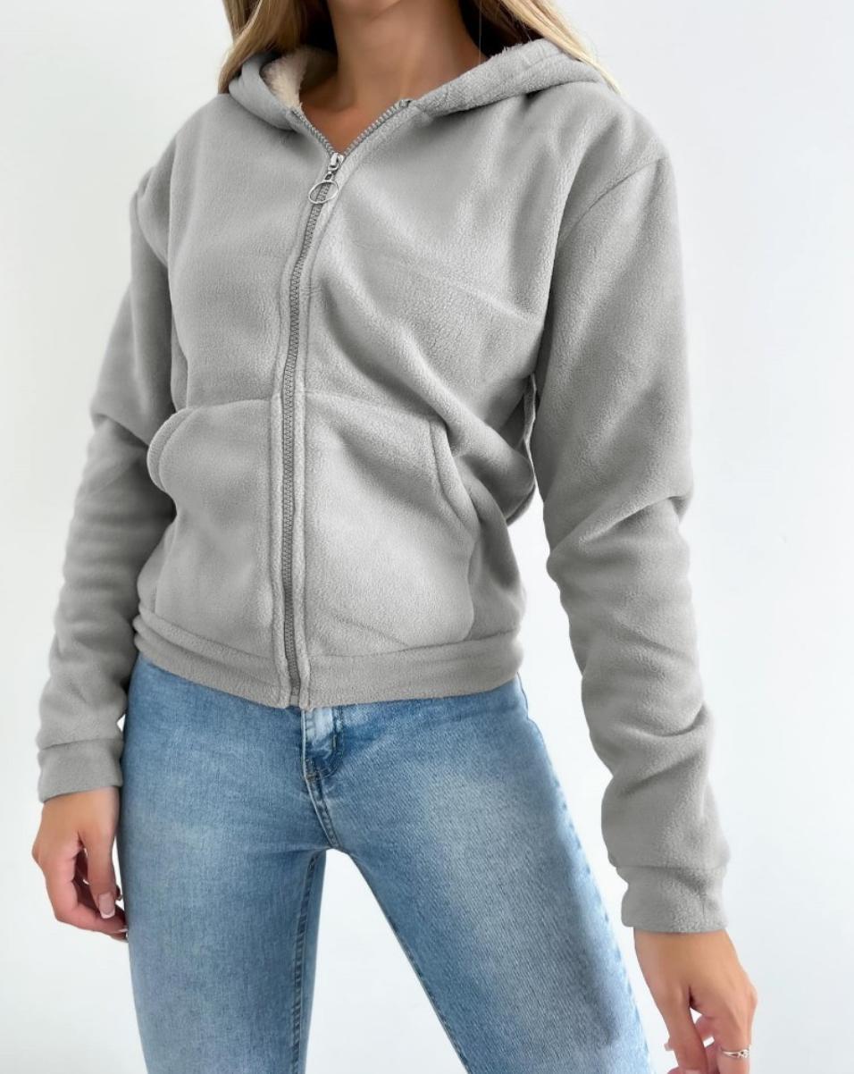Cozy Zip-Up Kangaroo Pocket Hooded Cardigan
