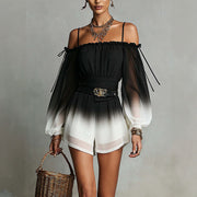 Women's Off-Shoulder Ombre Jumpsuit with Belt