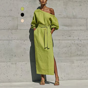 New Stylish and Elegant Loose-fitting Dress with a Belt