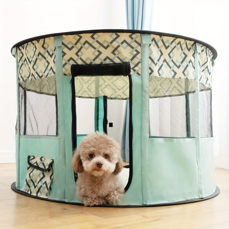 A Round Cage, Portable Foldable Cat And Dog Pet Crate Enclosed Tent For Breeding Boxes Lightweight Ventilated Warm Shelter With Large Space Maternity Nursery Is The Best Christmas Halloween Gift!