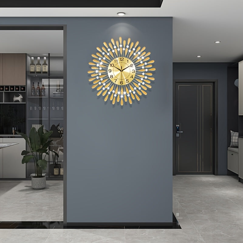 24-Inch Golden Modern Metal Wall Clock with White Numbers & Hands - Silent Non-Ticking Battery Operated Decorative Clock for Living Room, Kitchen, Bedroom, or Office, Living Room Decor | Decorative Timepiece | Clear Visibility Time