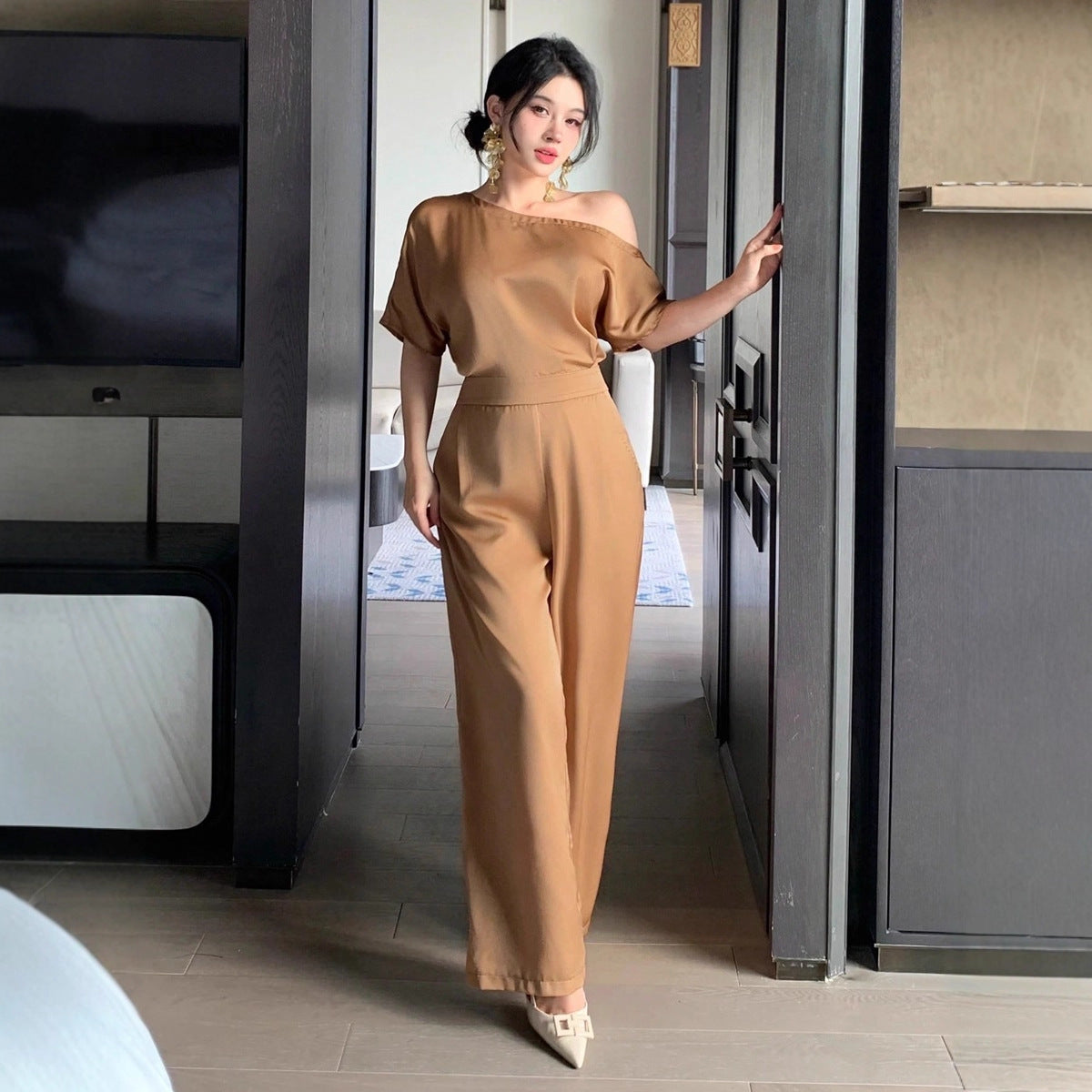 Elegant Asymmetrical One-Piece Formal Jumpsuit
